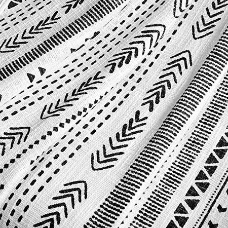 Lush Decor Hygge Stripe Cotton Slub Tassel Fringe Throw Blanet, 60" x 50", Black & White