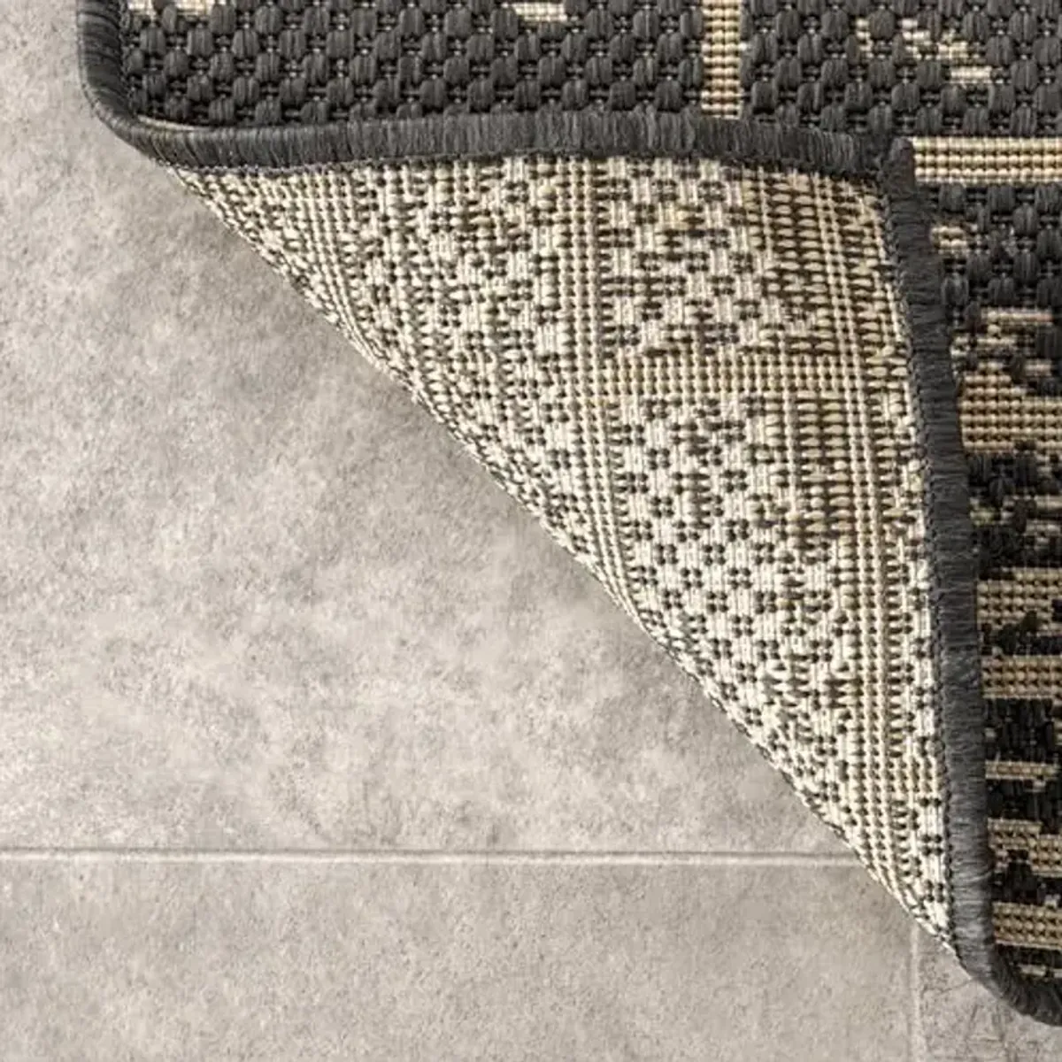 nuLOOM 2' x 8' Outdoor Performance Area Rug, Stain Resistant, Weather Resistant, High Traffic, Patio, Balcony, Outside, Justina Charcoal