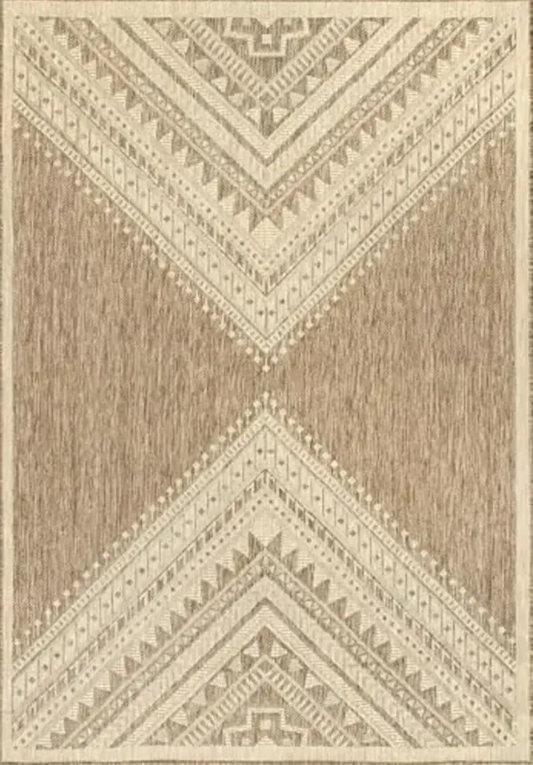Nuloom Outdoor Performance Collection Landry Brown/Ivory, 5' x 8', Soft and Cozy, High Traffic, Stain Resistant, Easy Clean, Durable Area Rug for Indoor/Outdoor Patio, Deck, Porch, Garden, Courtyard