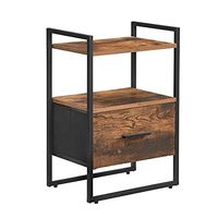 SONGMICS Nightstand, End Table, Fabric Drawer with MDF Front, for Bedroom Closet Dorm, Steel Frame, Industrial, Rustic Brown and Black ULGS102B01
