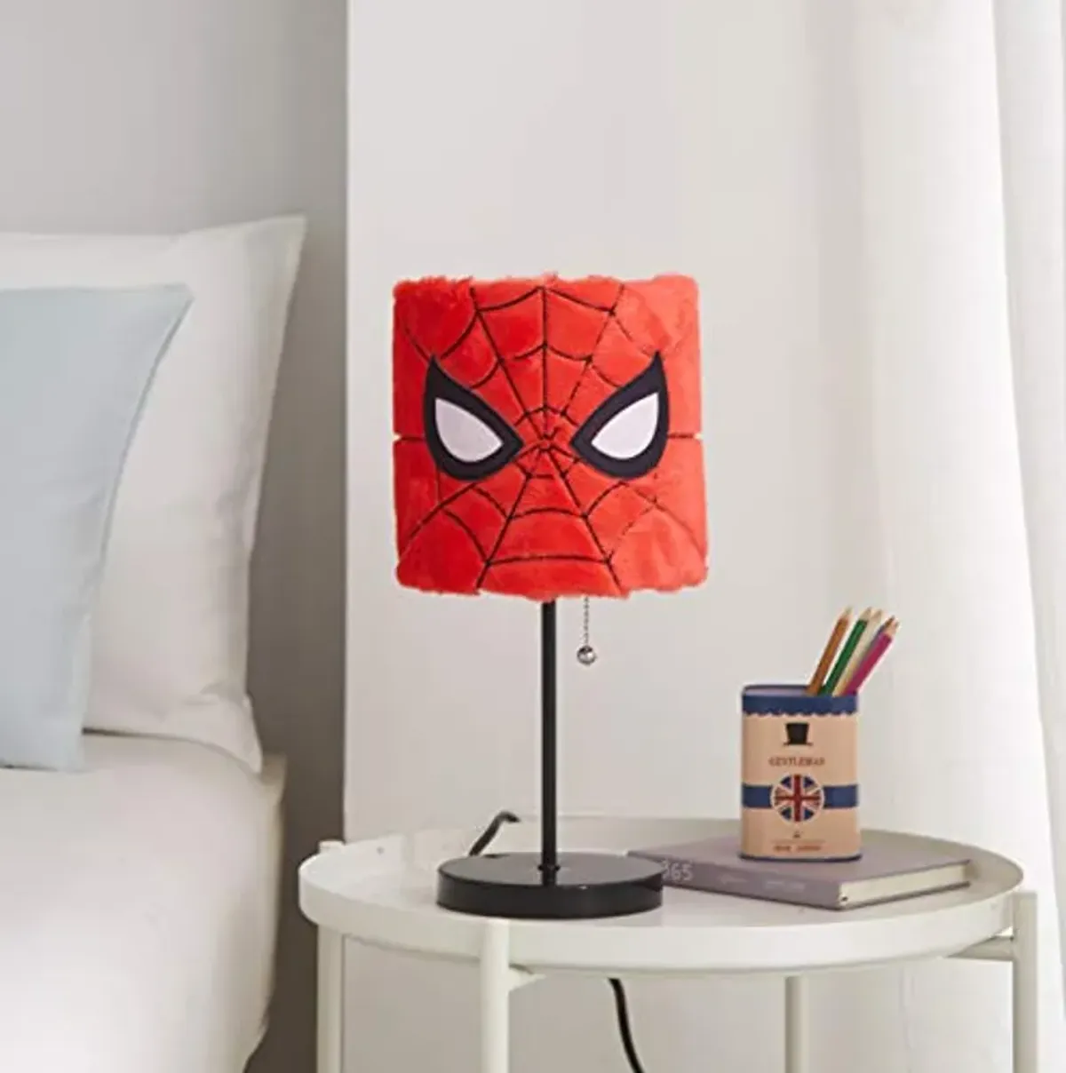 Idea Nuova Marvel Spiderman Plush Shade Stick Table Lamp, Red