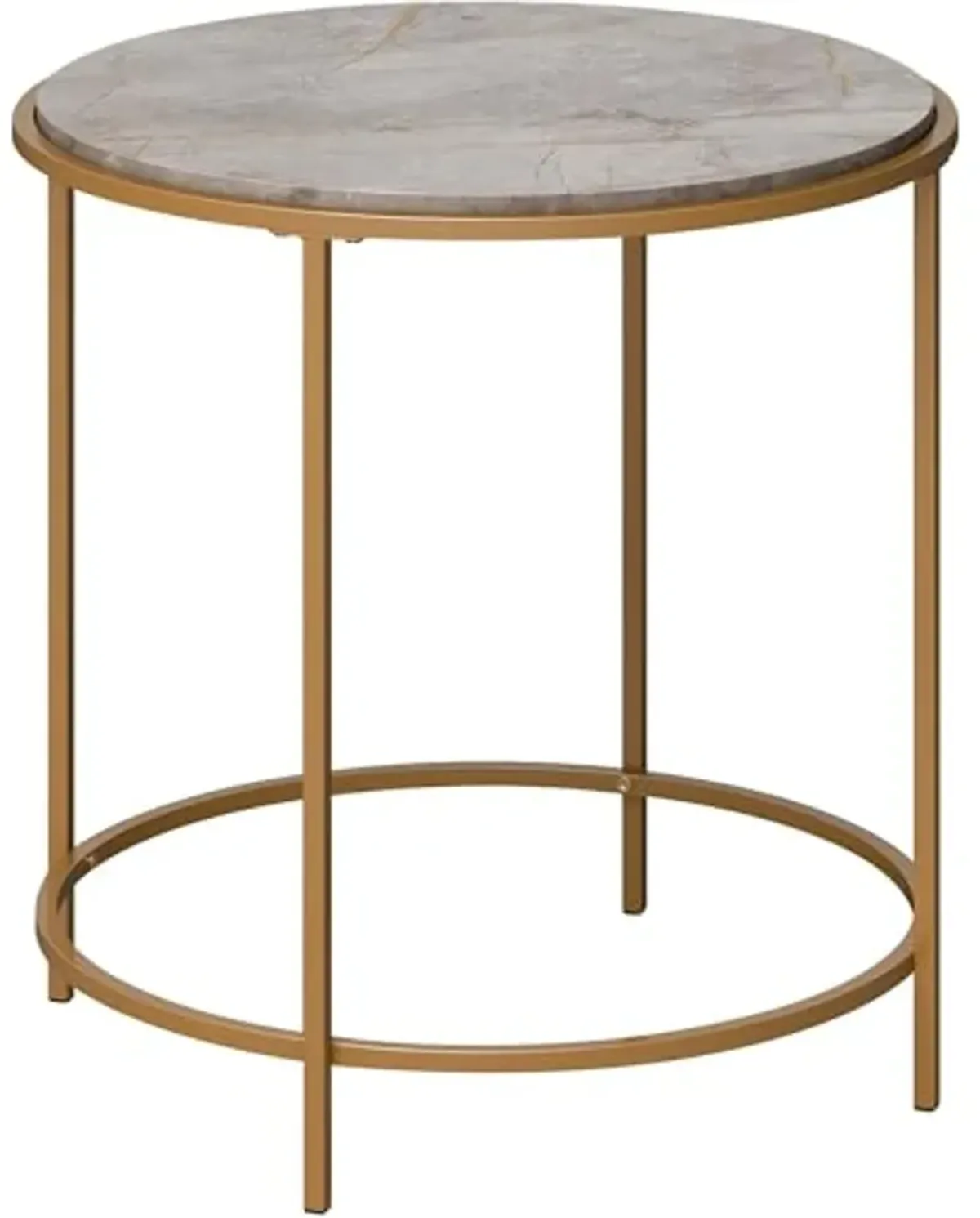 Sauder International Lux Wood & Metal Side Table in Deco Stone Finish, Deco Stone Finish