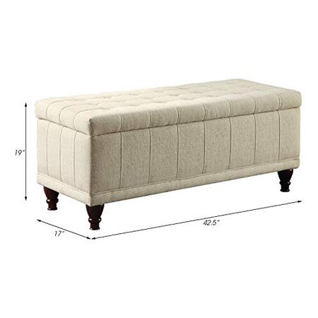 Lexicon Grenville Textured Fabric Lift Top Storage Bench, 42.5" W, Cream