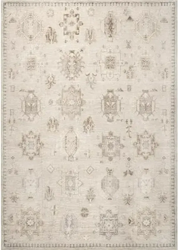 Nuloom SpinClean Krystin Beige/Ivory, 5' x 8', Recycled, Soft and Cozy, High Traffic, Stain Resistant, Easy Clean, Durable, Machine Washable Area Rug for Bedroom, Living Room, Dining, Entryway