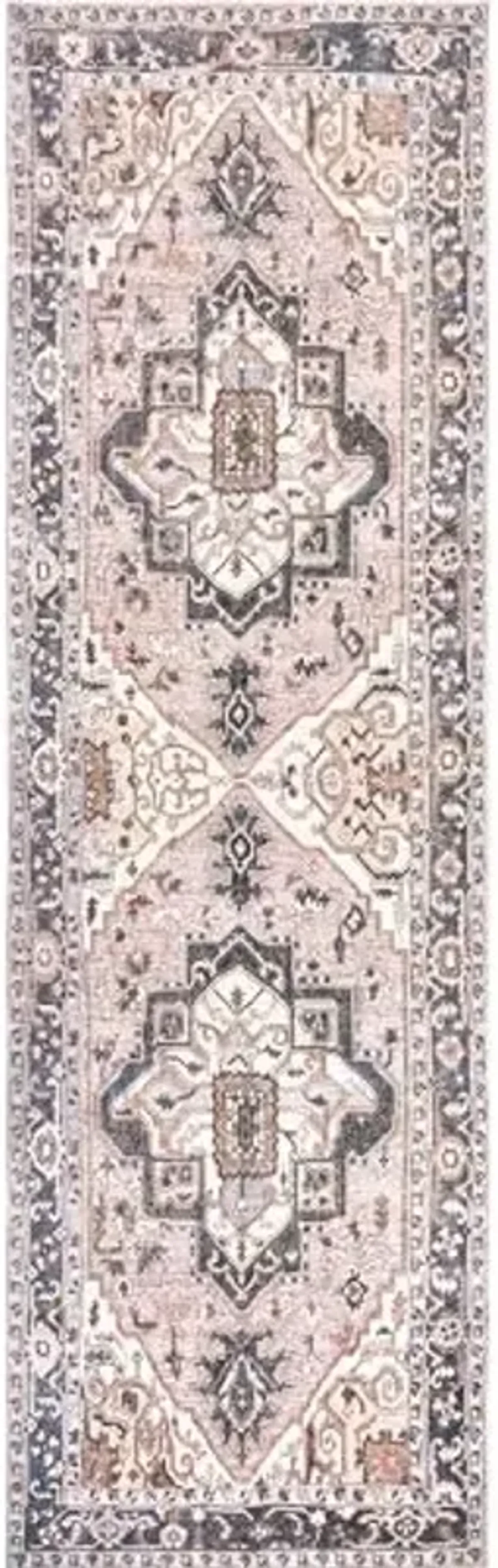 Nuloom SpinClean Sasha Light Pink/Ivory, 2'6" x 8', Recycled, Soft and Cozy, High Traffic, Stain Resistant, Easy Clean, Durable, Machine Washable Area Rug for Bedroom, Living Room, Dining, Entryway