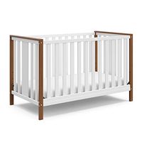 Storkcraft Modern Pacific 5-in-1 Convertible Crib (White with Vintage Driftwood) – GREENGUARD Gold Certified, Converts from Baby Crib to Toddler Bed and Full-Size Bed, Adjustable Mattress Support Base