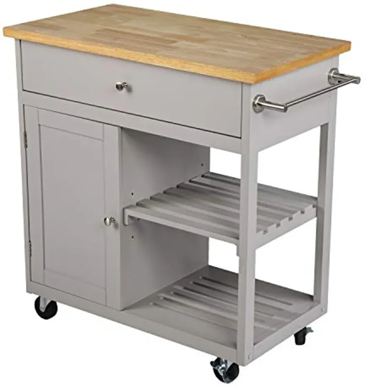 SEI Furniture Rolling w/Storage Kitchen Island, Grey/Natural