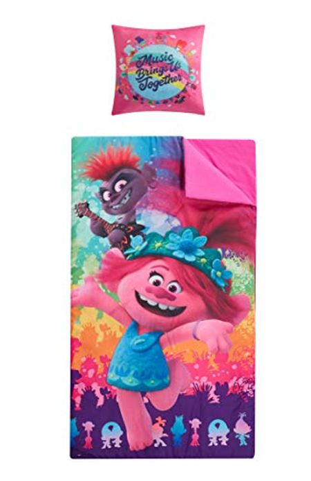 Idea Nuova Trolls 3 Piece Set with Sleeping Bag, Dec Pillow and Collapsible Storage Cube, Ages 3+ (WK550739)