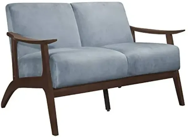 Lexicon Savry 51" W Fabric Wood Arm Loveseat, Blue Gray