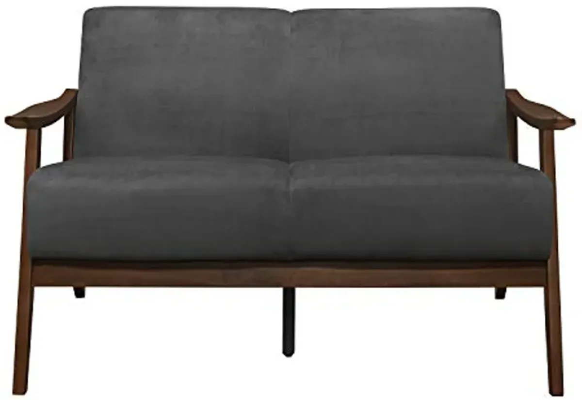 Lexicon Savry 51" W Fabric Wood Arm Loveseat, Dark Gray