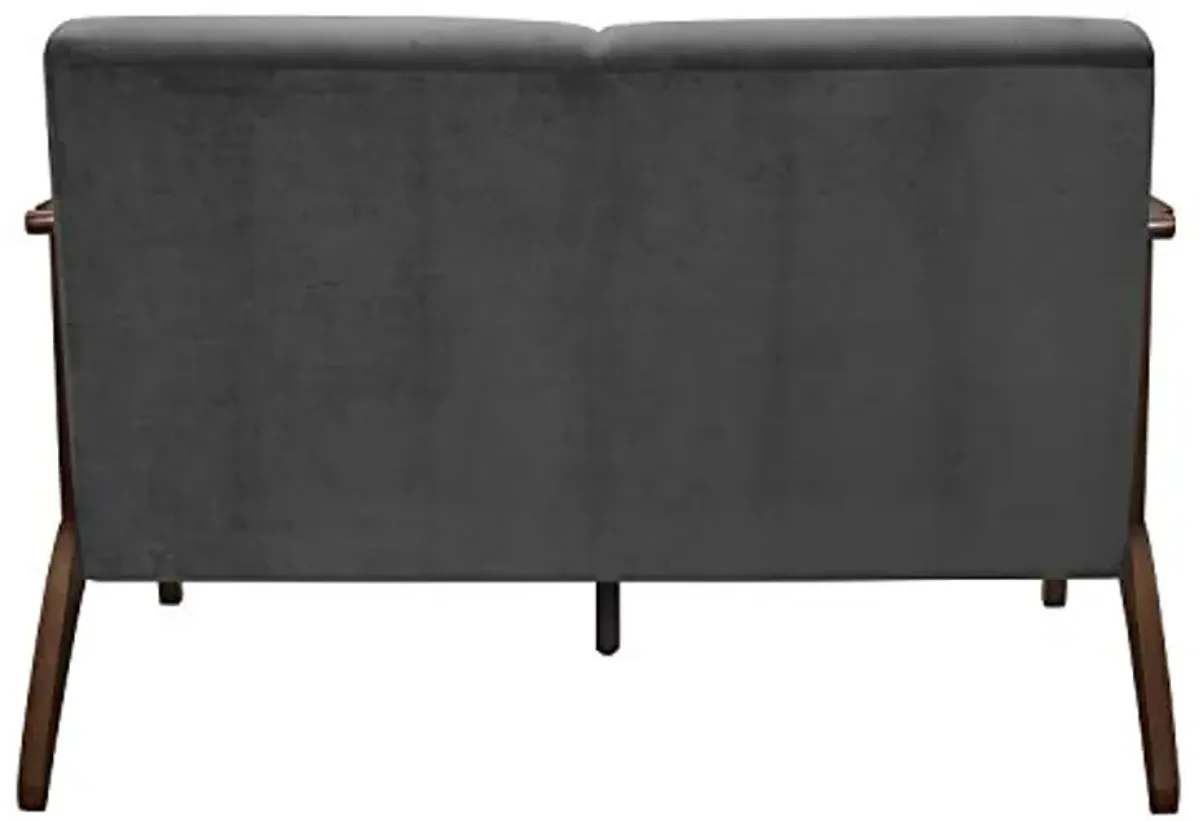 Lexicon Savry 51" W Fabric Wood Arm Loveseat, Dark Gray