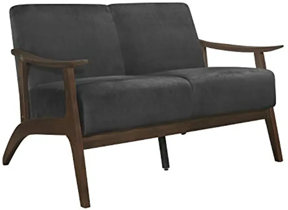 Lexicon Savry 51" W Fabric Wood Arm Loveseat, Dark Gray