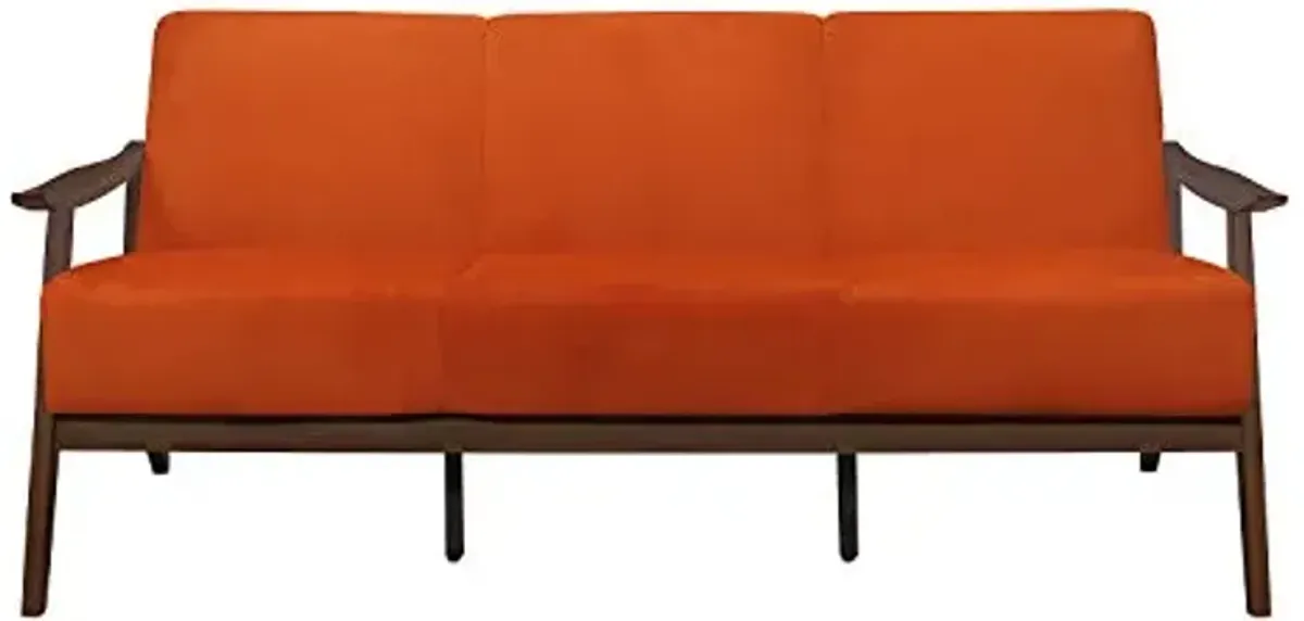 Lexicon Savry 73" W Fabric Wood Arm Sofa, Orange