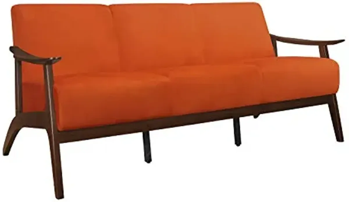 Lexicon Savry 73" W Fabric Wood Arm Sofa, Orange