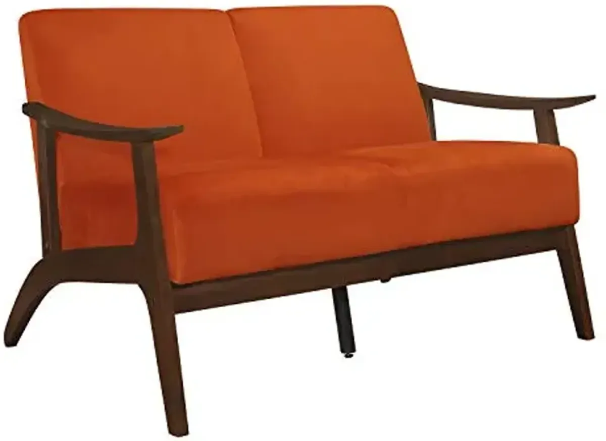 Lexicon Savry 51" W Fabric Wood Arm Loveseat, Orange