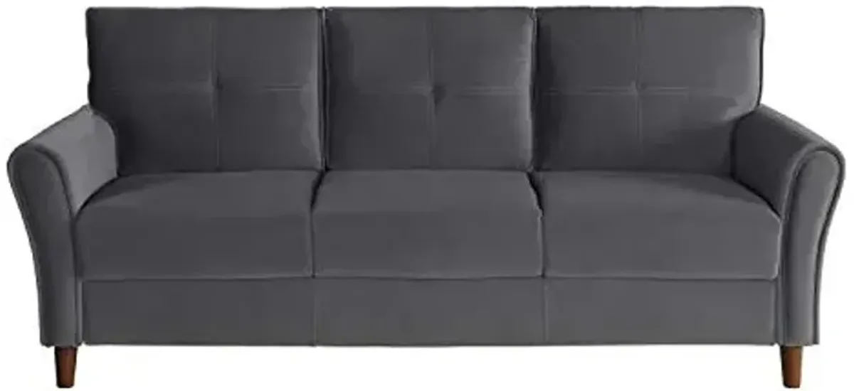 Lexicon Morgan 80" W Velvet Living Room Sofa Couch, Gray