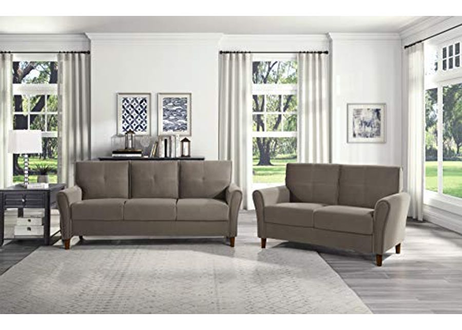 Lexicon Morgan 2-Piece Velvet Living Room Sofa Set, Brown