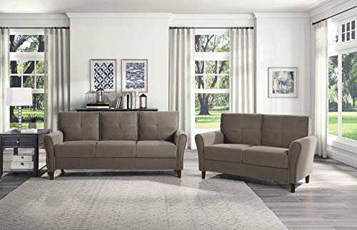 Lexicon Morgan 2-Piece Velvet Living Room Sofa Set, Brown