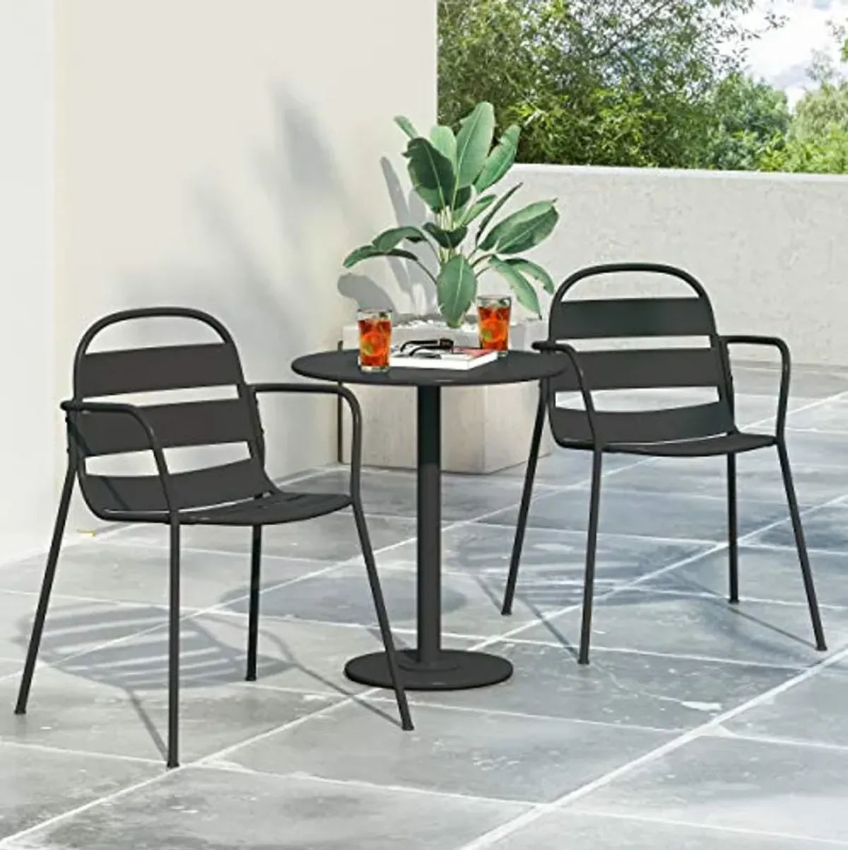 Christopher Knight Home Terra Outdoor Bistro Set, Matte Black