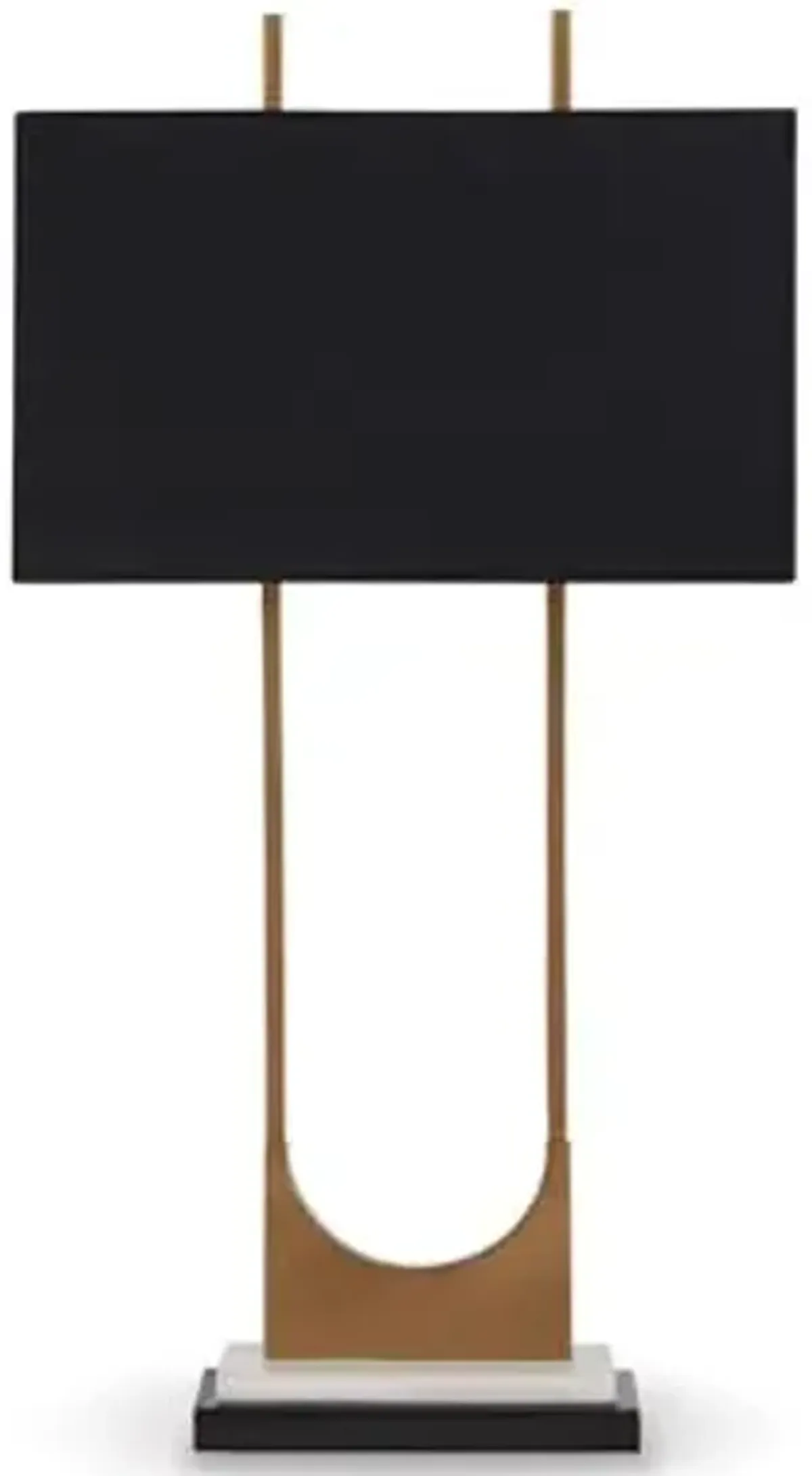 Signature Design by Ashley Malana 33" Contemporary Metal Table Lamp with Marble Base, Black & Brass