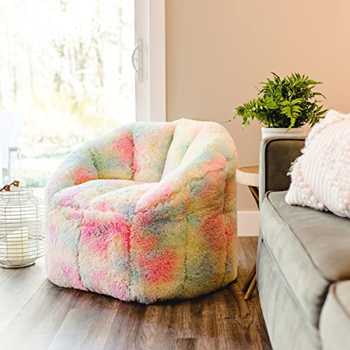 Big Joe Milano Bean Bag Chair, Unicorn Rainbow Tie Dye Plushie Fur, 2.5ft