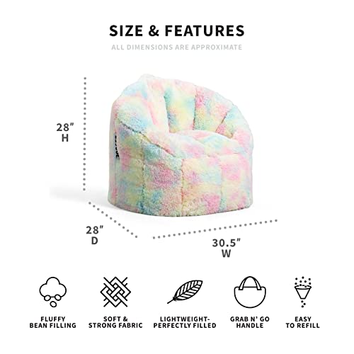 Big Joe Milano Bean Bag Chair, Unicorn Rainbow Tie Dye Plushie Fur, 2.5ft