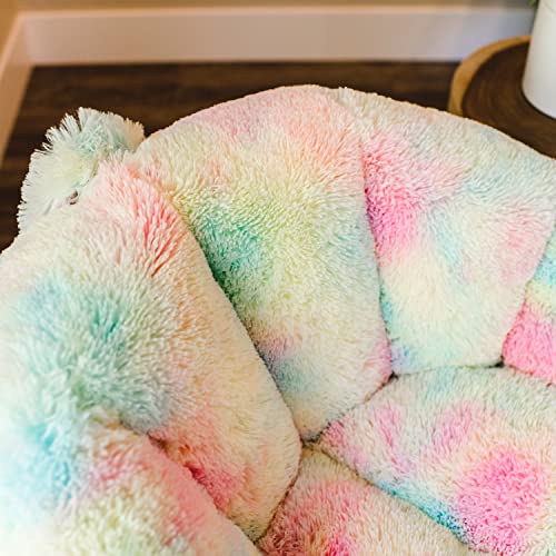 Big Joe Milano Bean Bag Chair, Unicorn Rainbow Tie Dye Plushie Fur, 2.5ft