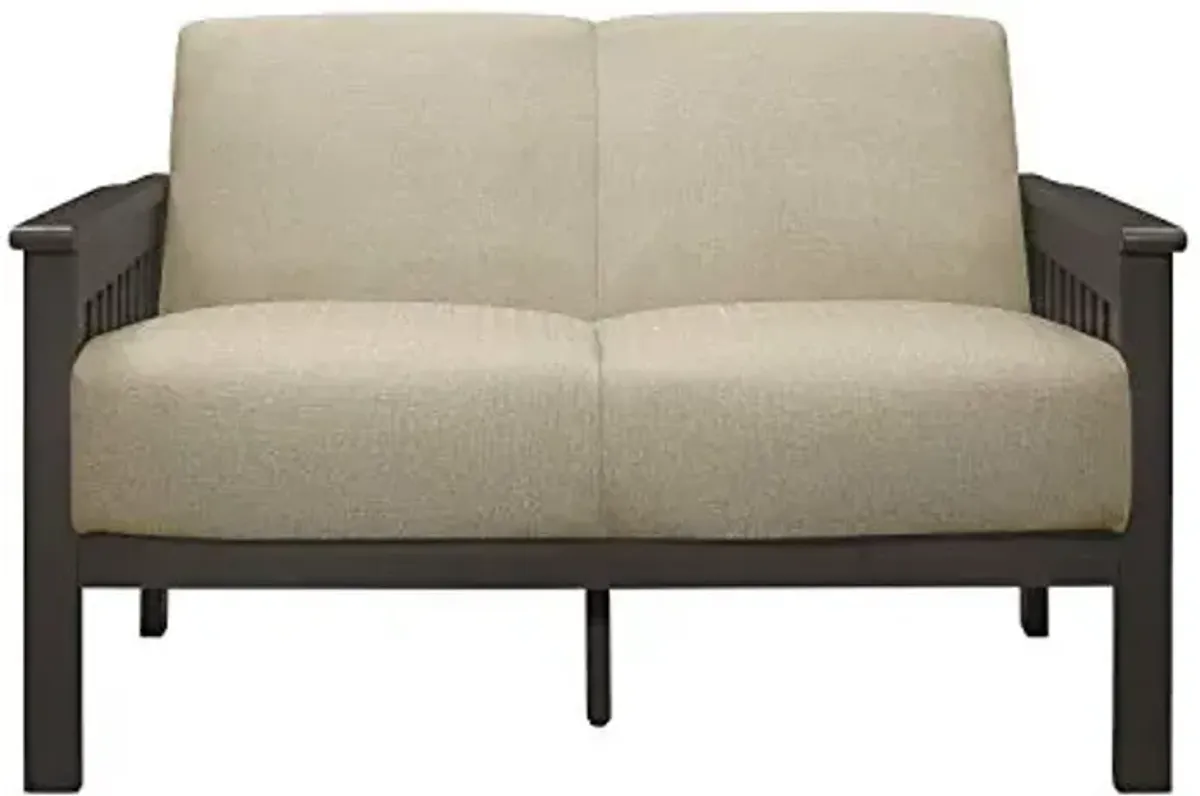 Lexicon Noel 49.5" W Fabric Living Room Sofa Loveseat, Brown