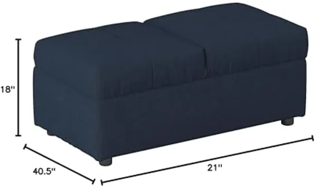 Lexicon Meredith Tufted Fabric Convertible Storage Ottoman (Chair), 40.5" W, Blue