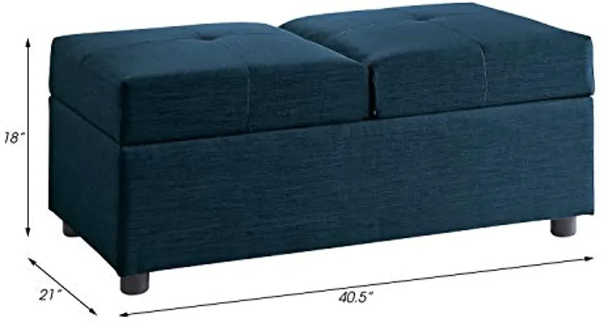 Lexicon Meredith Tufted Fabric Convertible Storage Ottoman (Chair), 40.5" W, Blue