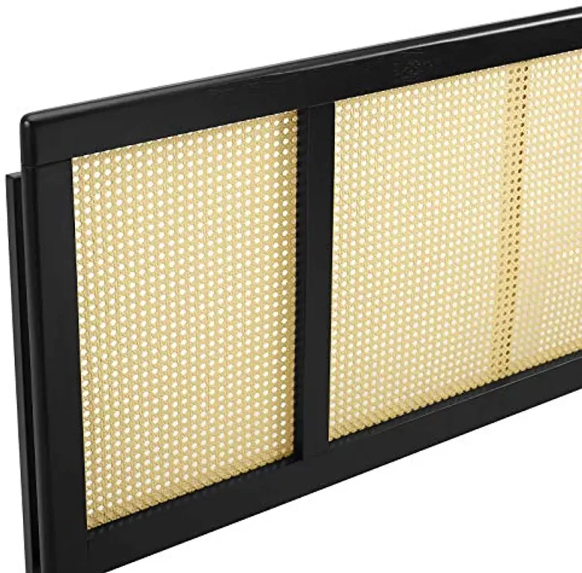 Modway Delmare Cane Woven Rattan Full Headboard in Black