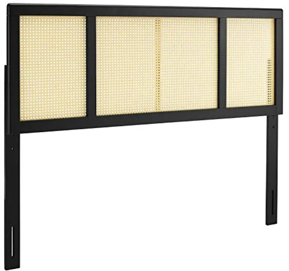 Modway Delmare Cane Woven Rattan Full Headboard in Black