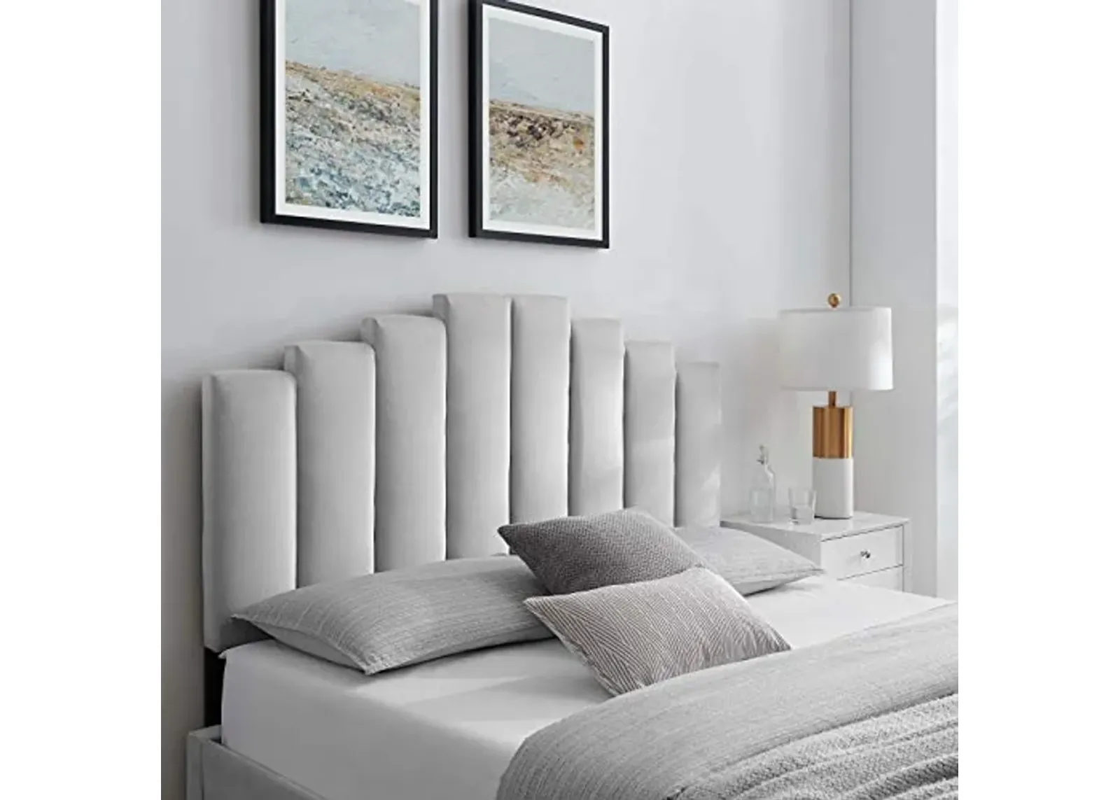 Modway Noelle Performance Velvet Twin Headboard in Light Gray