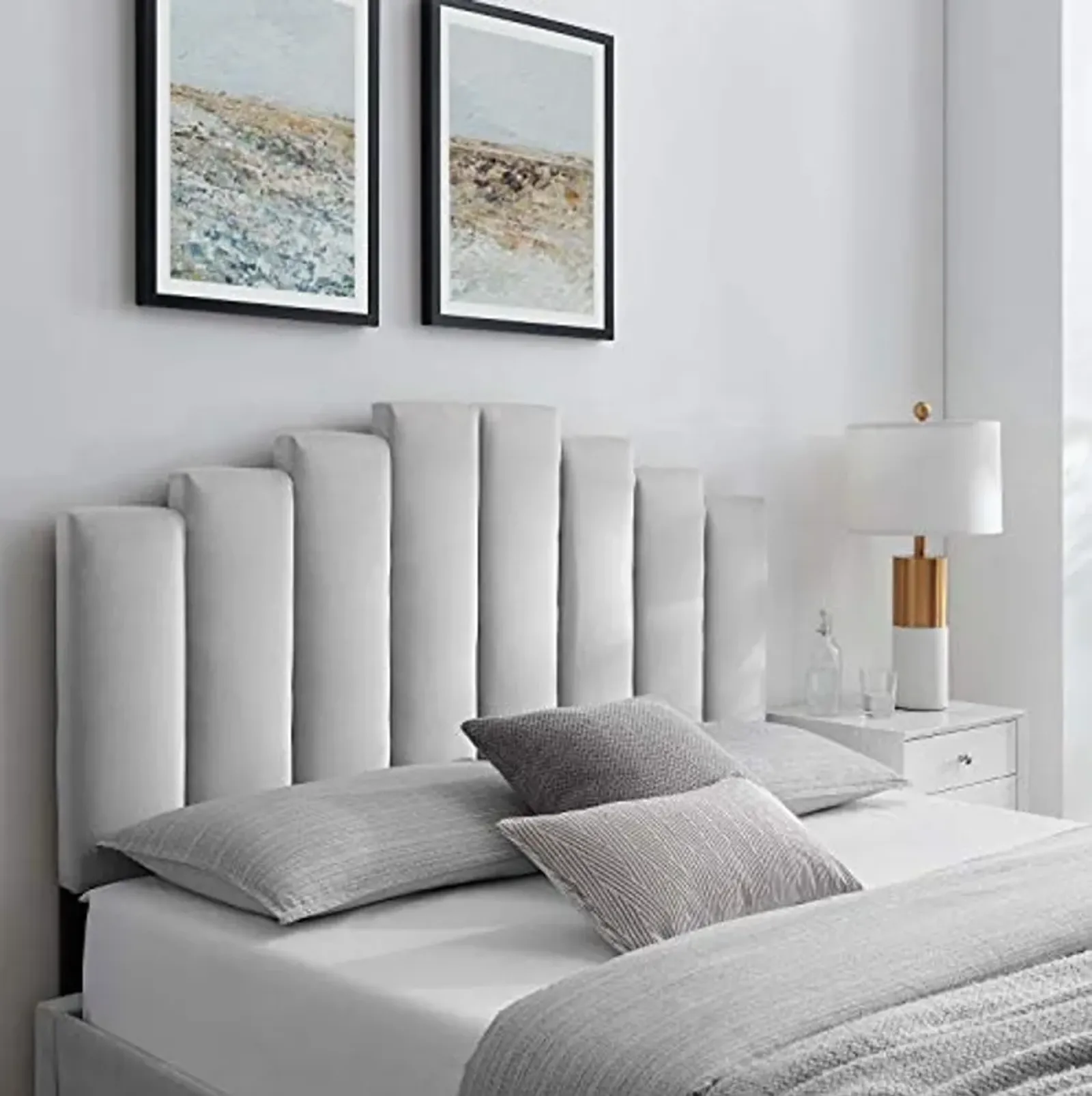 Modway Noelle Performance Velvet Twin Headboard in Light Gray