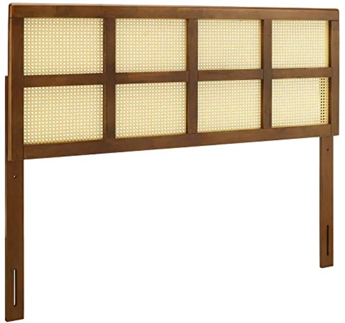 Modway King Cane Woven Rattan Headboard, Walnut, Interchangeable Bed Frames, Rubberwood