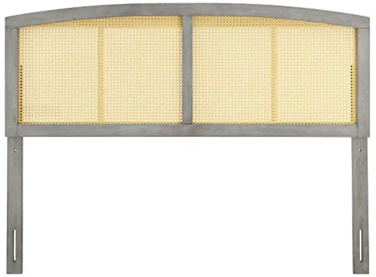 Modway Halcyon Cane Woven Rattan Queen Headboard in Gray