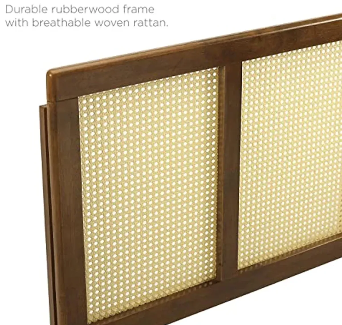 Modway Delmare Cane Woven Rattan King Headboard in Walnut