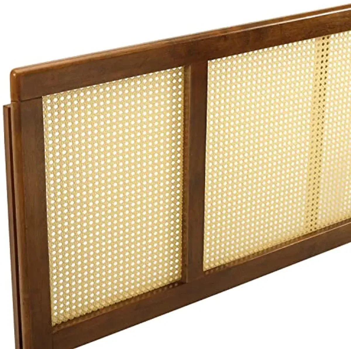 Modway Delmare Cane Woven Rattan King Headboard in Walnut