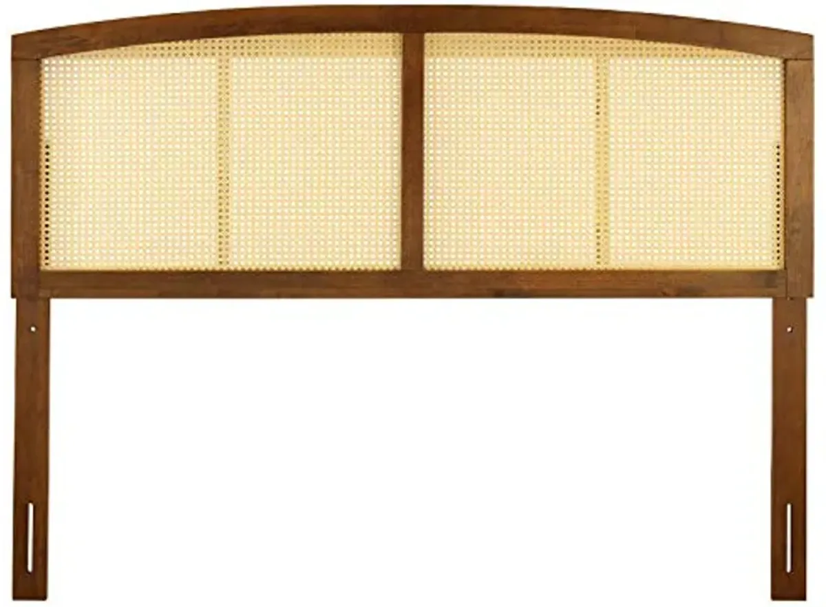 Modway Halcyon Cane Woven Rattan King Headboard in Walnut