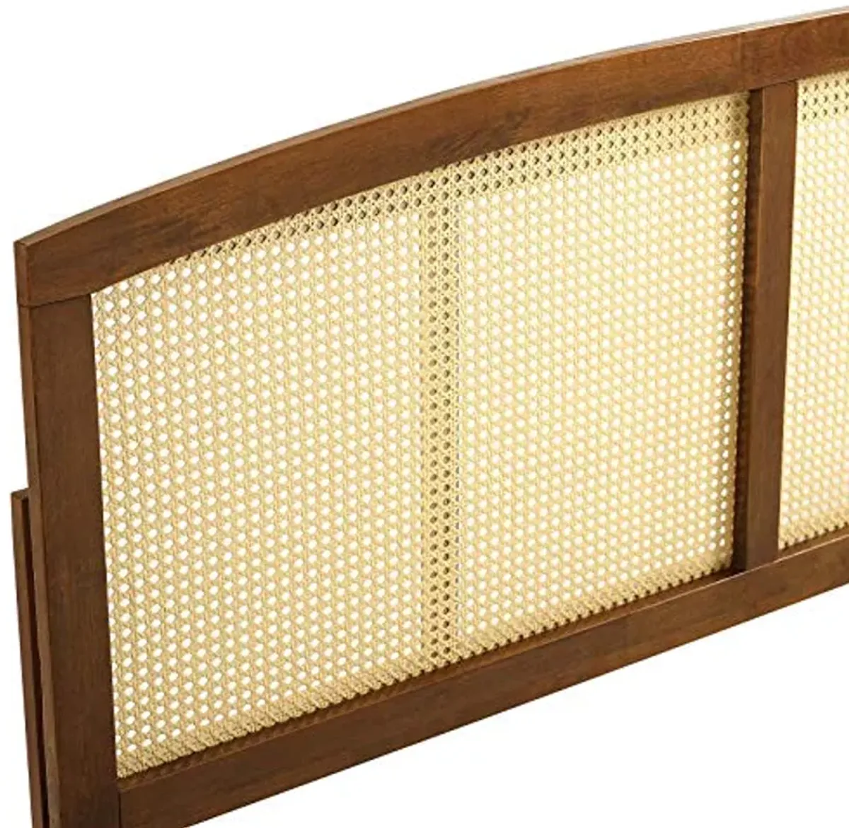 Modway Halcyon Cane Woven Rattan King Headboard in Walnut