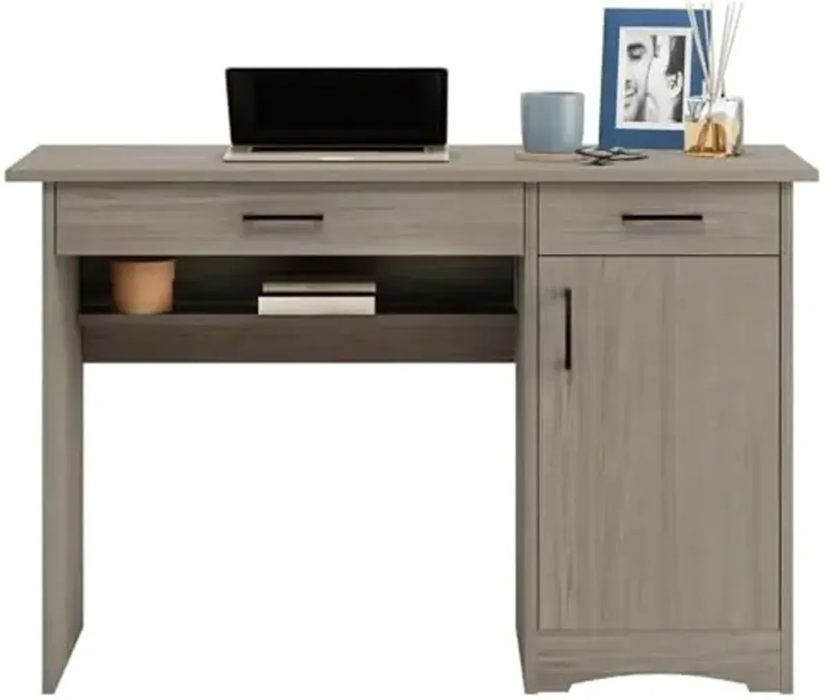 Sauder Beginnings Computer Desk with Drawers, Large Surface and Storage, Home Office Desk - Silver Sycamore Finish