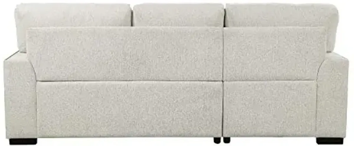 Lexicon Mid Century Modern Sectional Sleeper Sofa Bed Couch with Storage Chaise, Sectional Sofa Pull Out Couch Bed, Sectional Couch Lounge Sofa for Living Room Apartment, Left Side Chaise, Beige