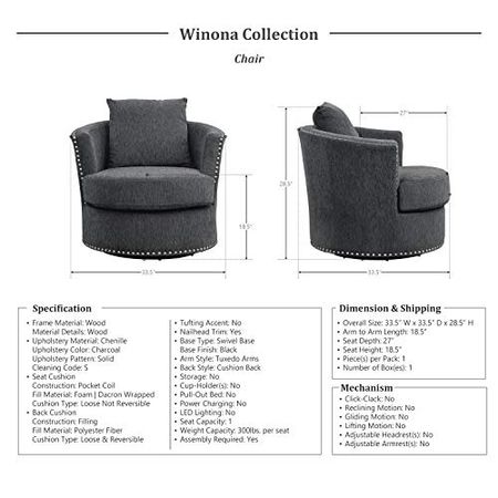 Lexicon Winona 3-Piece Living Room Set, Charcoal
