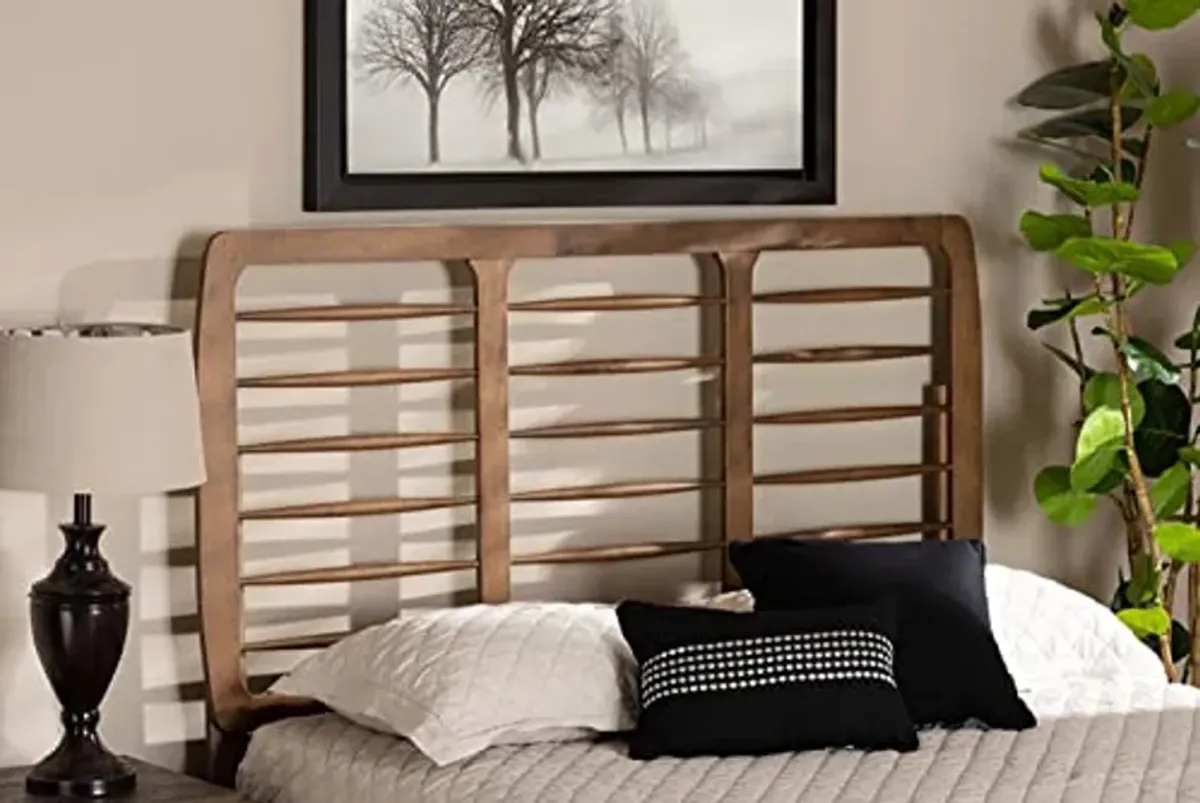 Baxton Studio Carolyn Mid-Century Modern Ash Walnut Finished Wood Queen Size Headboard