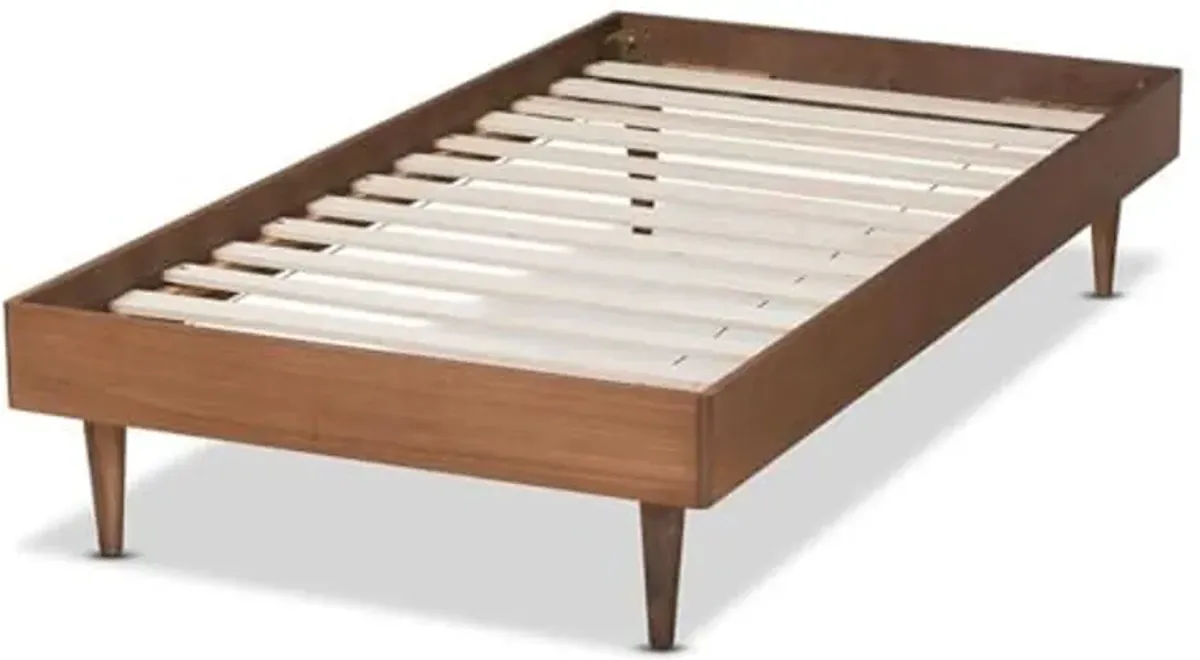 Baxton Studio Rina Mid-Century Modern Ash Walnut Finished Wood Twin Size Platform Bed Frame