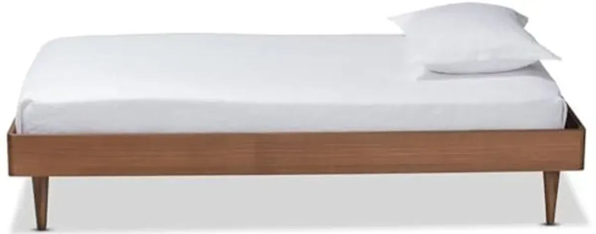 Baxton Studio Rina Mid-Century Modern Ash Walnut Finished Wood Twin Size Platform Bed Frame