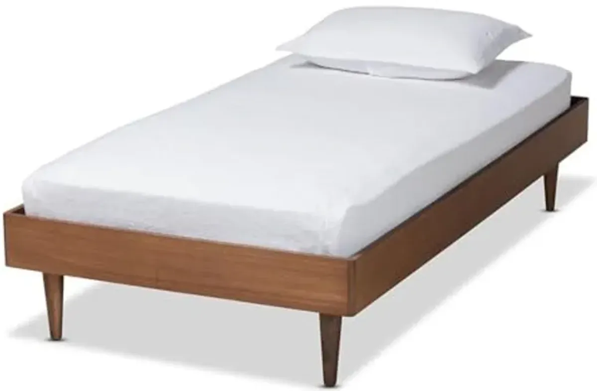 Baxton Studio Rina Mid-Century Modern Ash Walnut Finished Wood Twin Size Platform Bed Frame