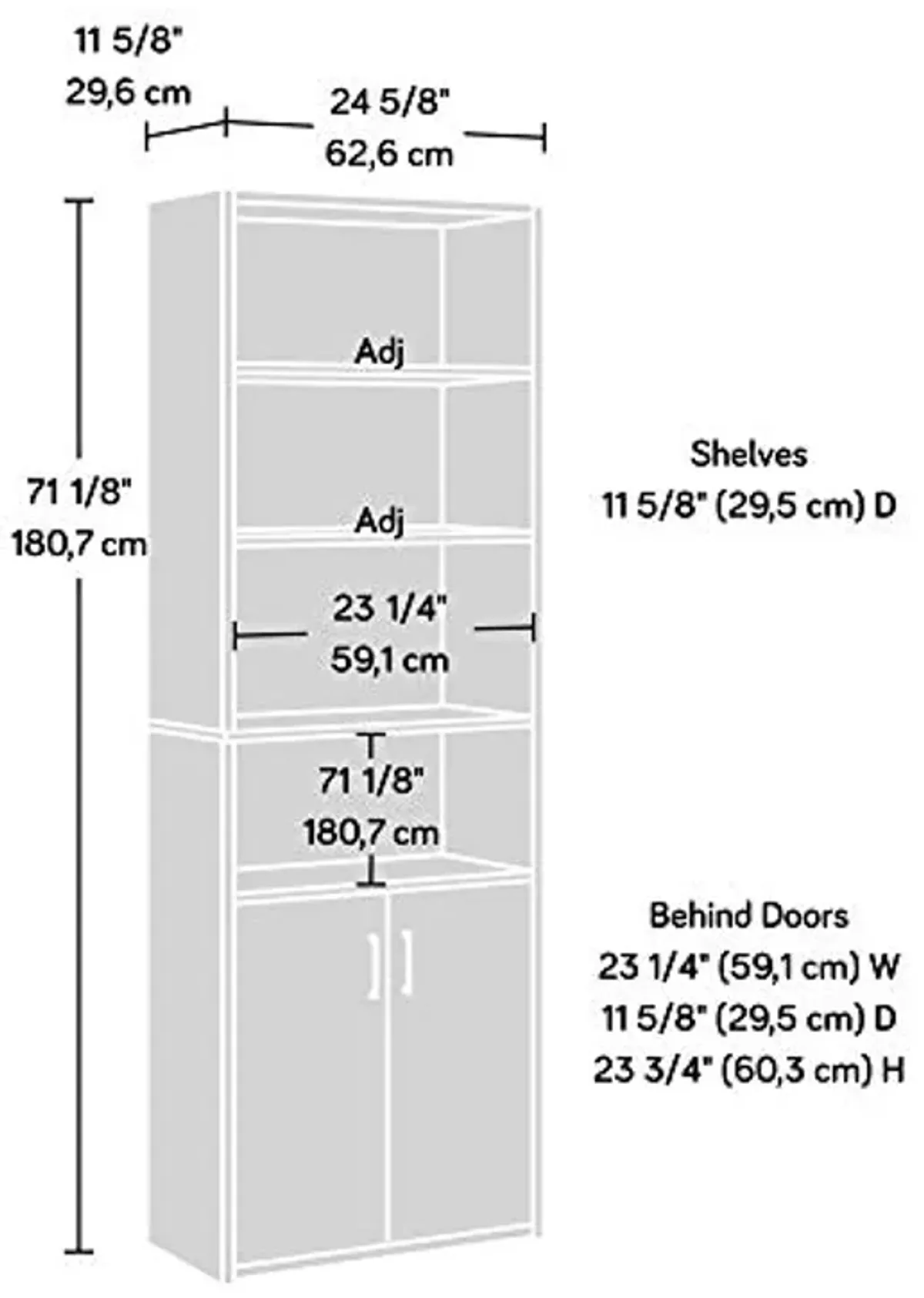 Sauder Beginnings Bookcase With Doors/ Book shelf, Summer Oak finish