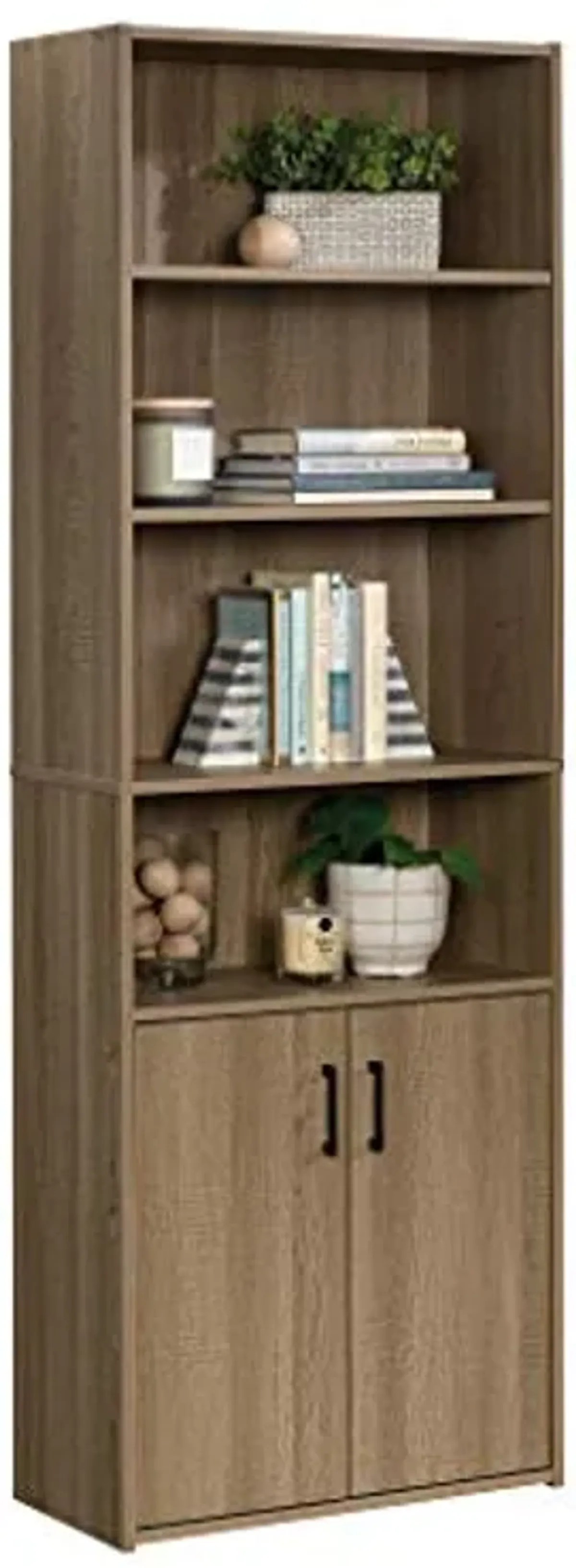 Sauder Beginnings Bookcase With Doors/ Book shelf, Summer Oak finish