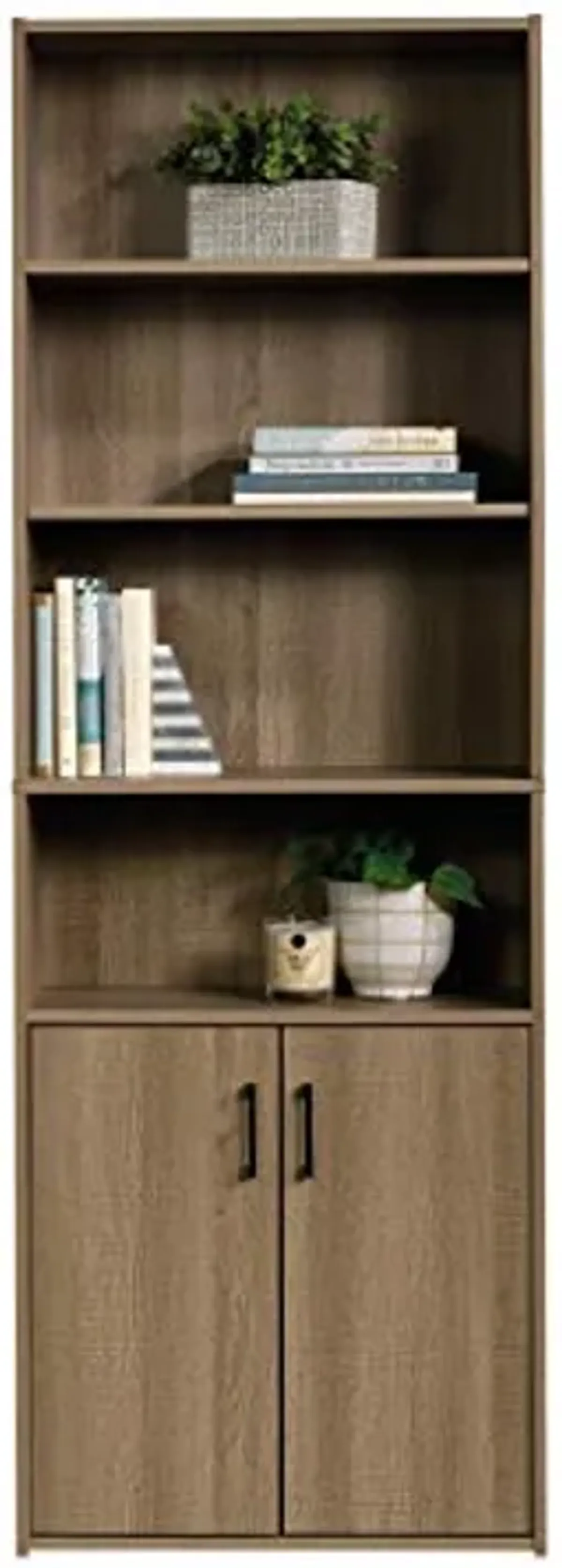 Sauder Beginnings Bookcase With Doors/ Book shelf, Summer Oak finish